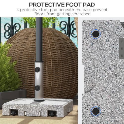 Outsunny 28kg Heavy Duty Granite Parasol Base with Wheels, Retractable Handle