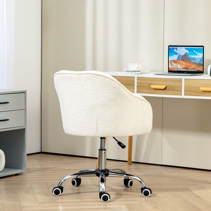 HOMCOM Fluffy Vanity Chair for Desk, with Height Adjustable, Wheels