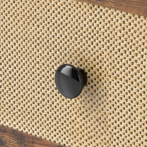 HOMCOM Bedside Table with 2 Rattan Drawers and Steel Legs, Rustic Brown