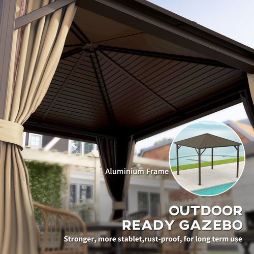 Outsunny 3x3(m) Hardtop Gazebo Outdoor Shelter with Aluminium Frame