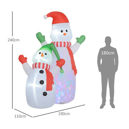 Outsunny 8FT Christmas Inflatable Snowman with Rotating Colorful LED Light
