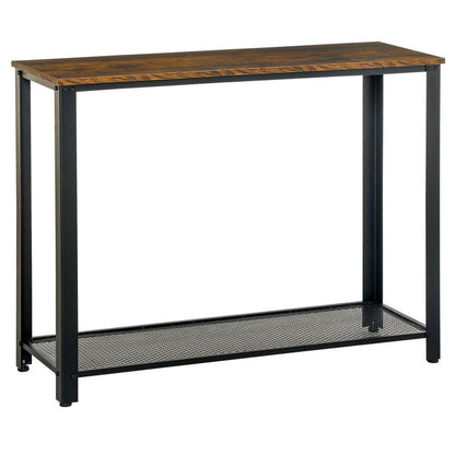 Industrial 2-Tier Console Table w/ Mesh Shelf - Entryway Hallway Furniture - Reliable & Stylish - 30kg Weight Capacity