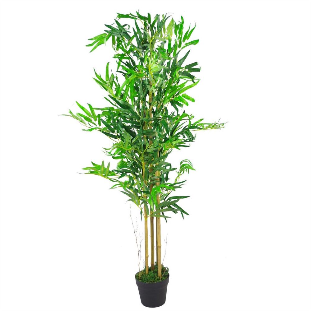 Realistic 4ft Artificial Bamboo Trees w/ Silver Metal Planter - High-Quality & Low-Maintenance - Perfect Indoor Decor
