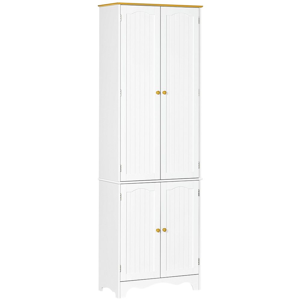 HOMCOM Freestanding 4-Door Kitchen Cupboard, Storage Cabinet Organizer with 4 Shelves,White
