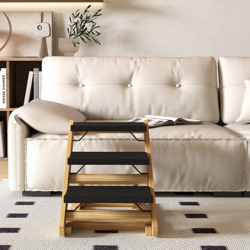 PawHut Dog Steps Dog Ramp, 3-Step Adjustable Height Pet Stairs for Medium Dogs