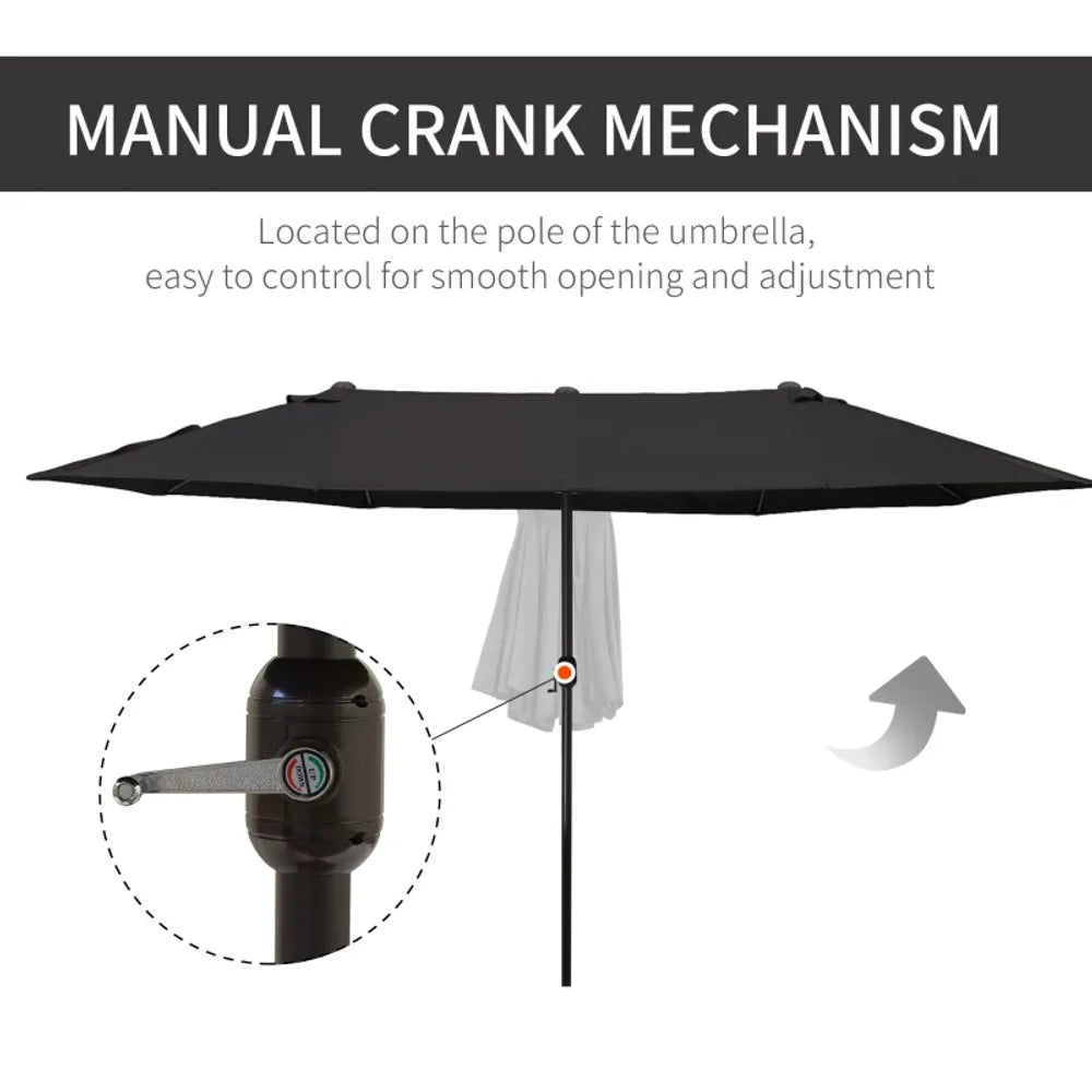 Outsunny 4.6M Garden Patio Umbrella Canopy Parasol Sun Shade Black - High Quality & Stylish Design