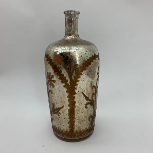 15" ANTIQUE SILVER GLASS DECORATIVE VASE