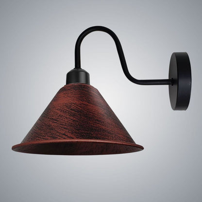 Rustic Red Vintage Wall Light Fixture Black Wall Sconce E27 Base Socket Screw Wall Mounted Swan Neck