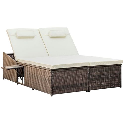 2 Seater Double Rattan Sun Lounger Recliner Day Bed Wicker Sofa Outsunny