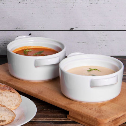 Soup Bowls with Handles - Set of 4 | High-Quality Ceramic | Dishwasher, Microwave, Freezer Safe