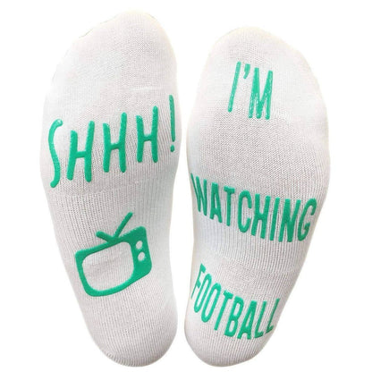 'Shhh I'm Watching Football' Funny Ankle Socks, Gift For Football Fans