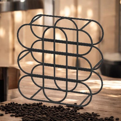 13" CAST IRON BLACK 9 BOTTLE WINE RACK