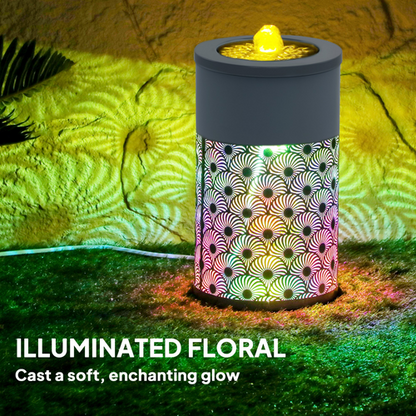 Outsunny Outdoor Waterfall Fountain Water Feature with LED, Light Grey