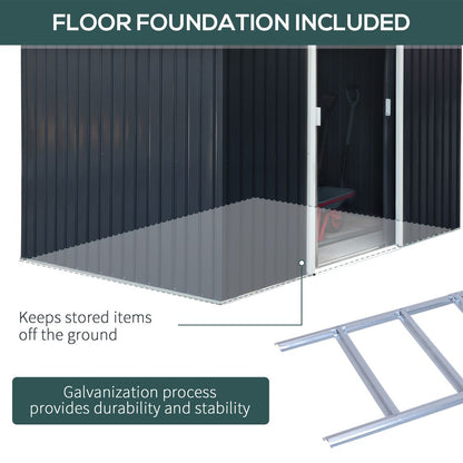 Securely Store Garden Equipment with 9x6FT Metal Roofed Storage - Dark Grey