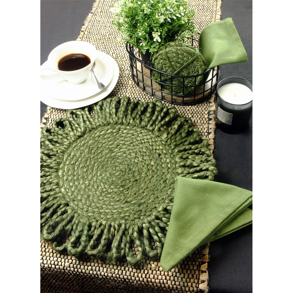 Premium Jute Star 36x36cm Olive Placemats - Set of 2