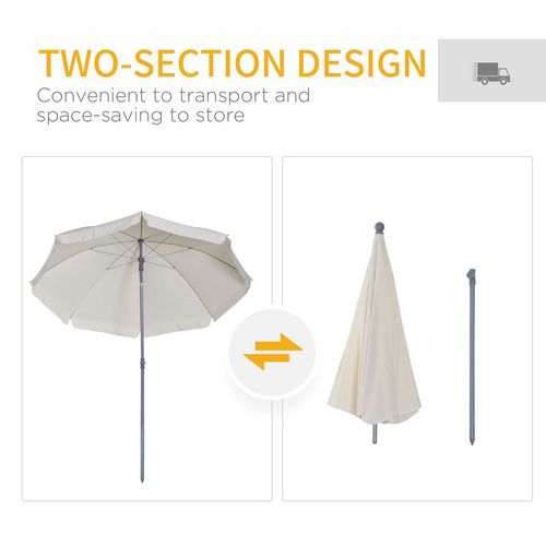 2.2M Tilt Beach Umbrella Parasol-Cream White