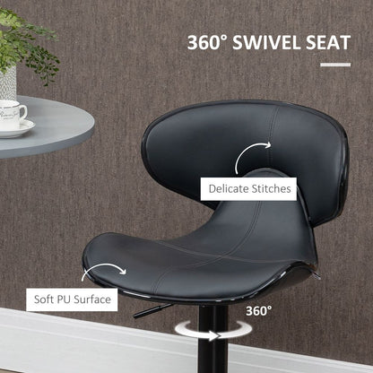 Premium Steel Frame Barstool Set - Footrest, Backrest, Gray Leather - High Quality