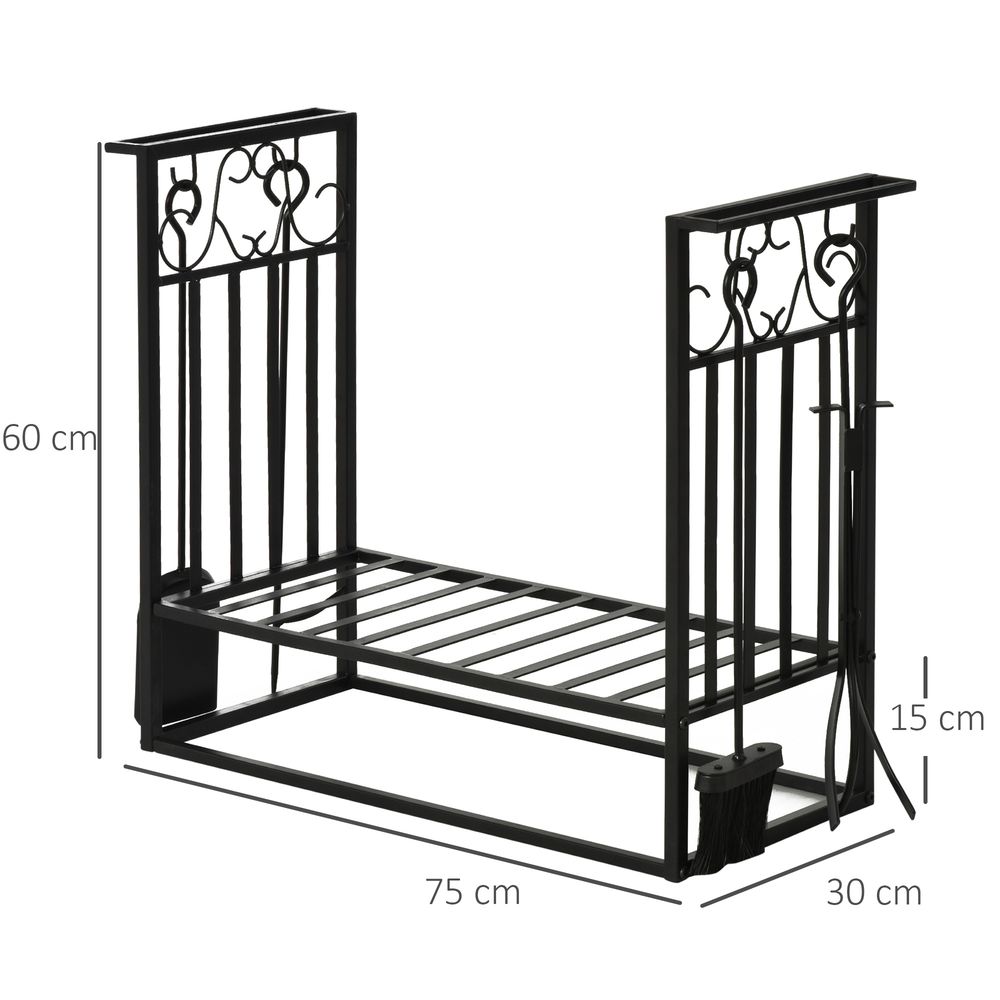 Vintage Style Firewood Log Rack Holder - High Quality Tools, Hooks Included for Easy Use and Storage