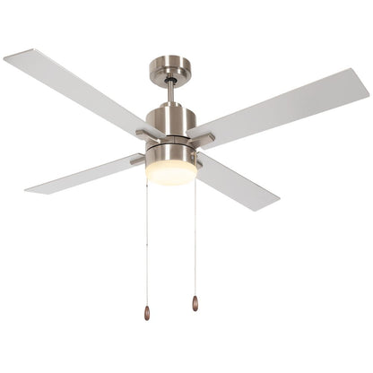 HOMCOM Mounting Reversible Ceiling Fan with Light, Pull-chain