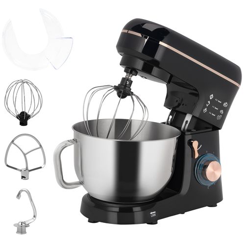 HOMCOM Electric Stand Mixer, 5L Food Mixer with Dough Hook, Whisk, Black