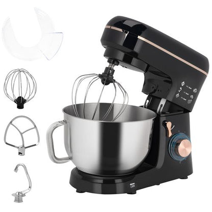 HOMCOM Electric Stand Mixer, 5L Food Mixer with Dough Hook, Whisk, Black
