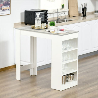 Coffee Table / Bar table | Clean white frame, with wood-effect table top | Grey