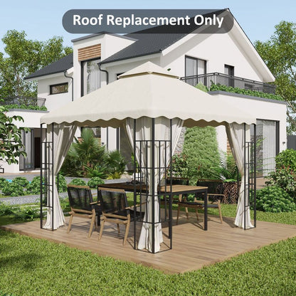 Outsunny 3x3 Gazebo Canopy Replacement - Cream, 2-Tier Roof, Premium Quality