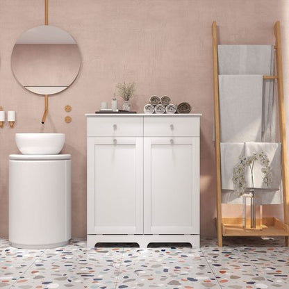 HOMCOM Modern Bathroom Cabinet with Laundry Baskets and 2 Drawers