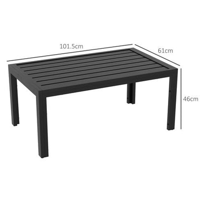 Outsunny Outdoor Side Table Garden Table with Steel Frame and Slat Top Black