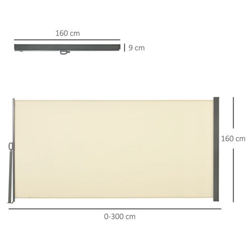 3x1.6M Retractable Side Awning Screen Fence Patio Privacy Divider Cream
