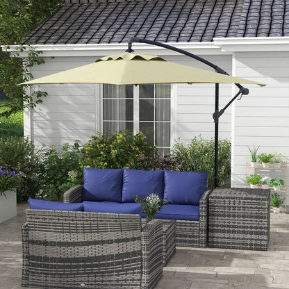 Premium Outsunny 3m Cantilever Parasol - Cross Base, Crank Handle, 6 Ribs, Beige - High-Quality Shade Solution