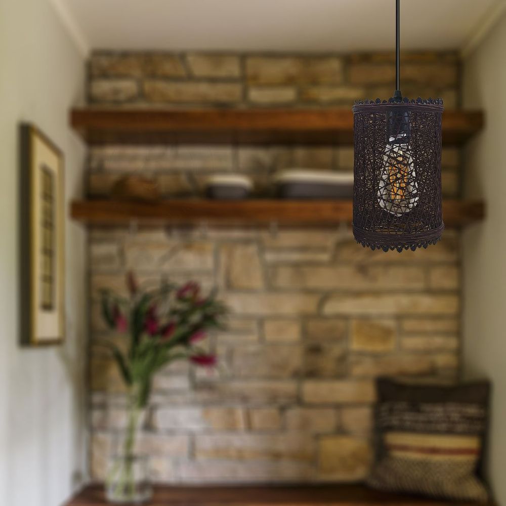 Vintage Wicker Rattan Pendant Light - Handmade, Adjustable, E27 Base - Perfect for Living Room, Dining Room, Cafe, Bar