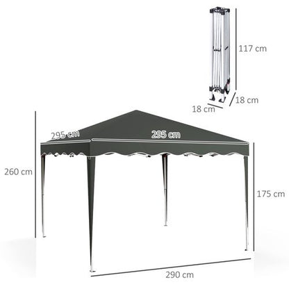 Outsunny 3x3(m) Pop Up Gazebo Marquee Tent for Garden w/ Carry Bag Grey
