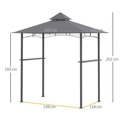 2.5M 8ft New Double-Tier BBQ Gazebo Grill Canopy Barbecue Grey