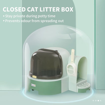 Premium Cat Litter Tray Bundle - Easy Clean, Stylish, Spacious - Green