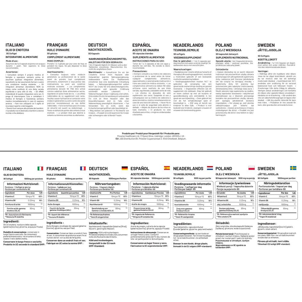 Vegan Evening Primrose Oil 2000mg with Vitamin E & B6 – 60 Vegan Softgels| Pure Cold Pressed I 180mg GLA per Capsule I Women's Health I Premium Quality I by Prowise Healthcare