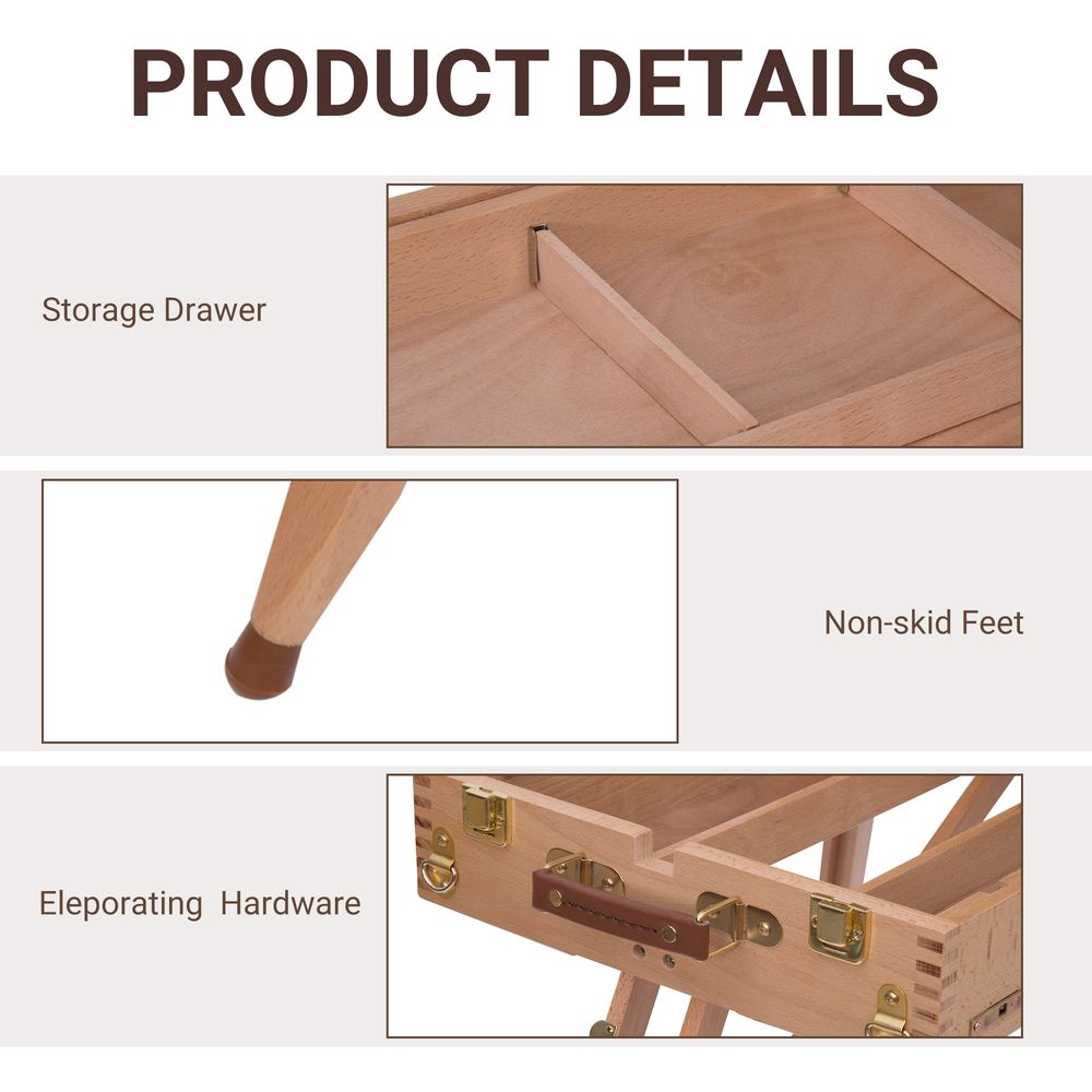 Portable Folding French Tripod Easel - Wooden Sketching Board for Artists - HOMCOM