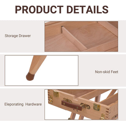 Portable Folding French Tripod Easel - Wooden Sketching Board for Artists - HOMCOM