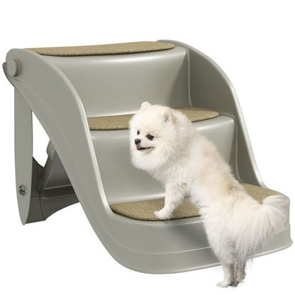 PawHut Foldable Pet Stairs 3 Steps with Non-slip Mats for Small Dogs