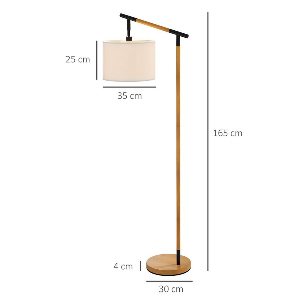 HOMCOM Floor Lamp: 350° Rotating Lampshade, LED Bulb, Brown - Professional Quality