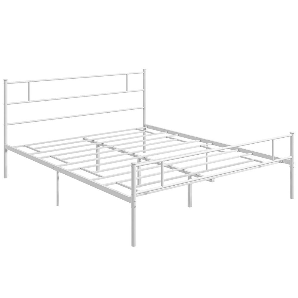 HOMCOM King Metal Bed Frame w/ Headboard and Footboard, Underbed Storage Space