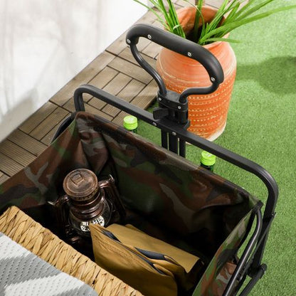 Outsunny Foldable Garden Cart, Outdoor Utility Wagon with Carry Bag, Camouflage
