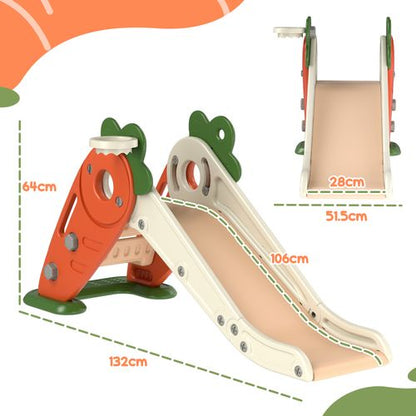 AIYAPLAY 3 in 1 Kids Slide, Carrot-themed Foldable Indoor Slide for 1-3 Years