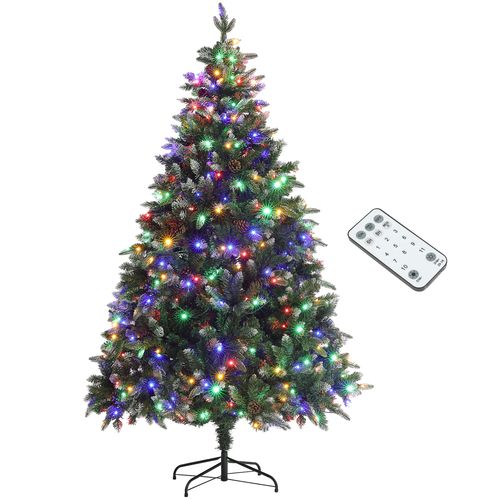 HOMCOM 6 Ft Artificial LED Christmas Tree with Metal Base, Hinged Branches