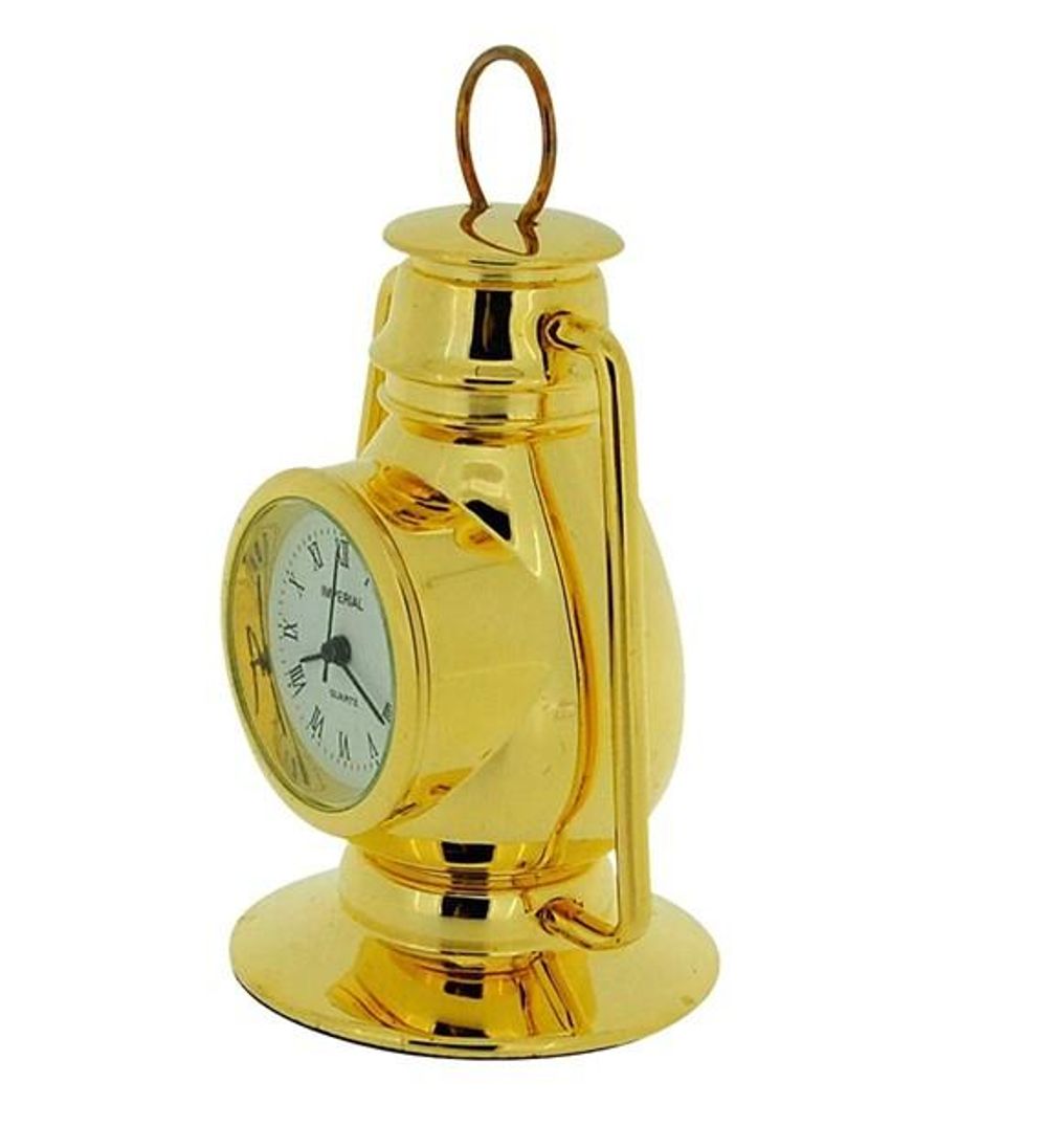 Gold Plated Metal Hurricane Lamp Clock - Solid Brass - Limited Stock - High Quality - Clearance Sale