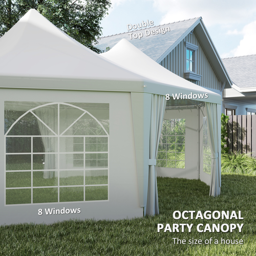Outsunny 6.8 x 5m Garden Octagonal Gazebo Party Wedding Tent Heavy Duty Marquee