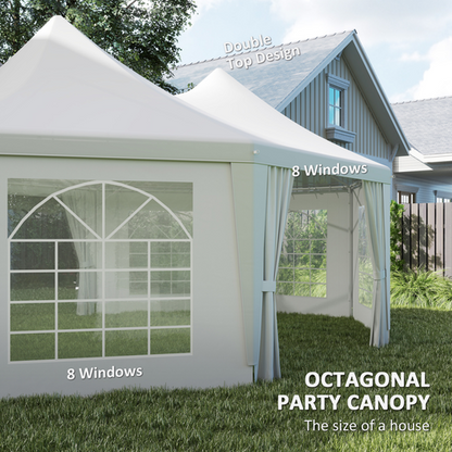 Outsunny 6.8 x 5m Garden Octagonal Gazebo Party Wedding Tent Heavy Duty Marquee