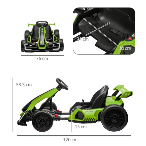 HOMCOM 24V Electric Go Kart for Kids with Adjustable Seat