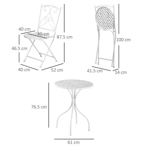 3 Piece Garden Bistro Set w/ Mosaic Top for Patio, Balcony, Poolside