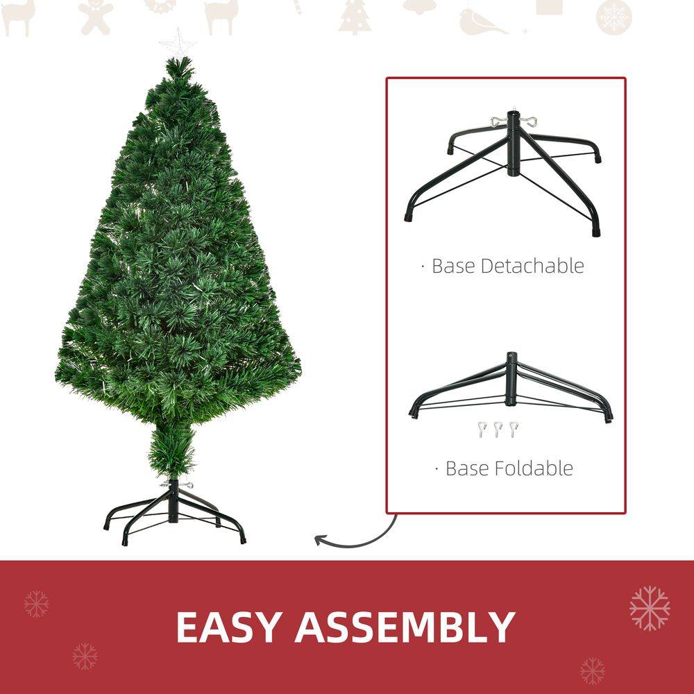 Pre-Lit Fibre Optic Artificial Christmas Tree Tree Topper Multi-Colour 4ft